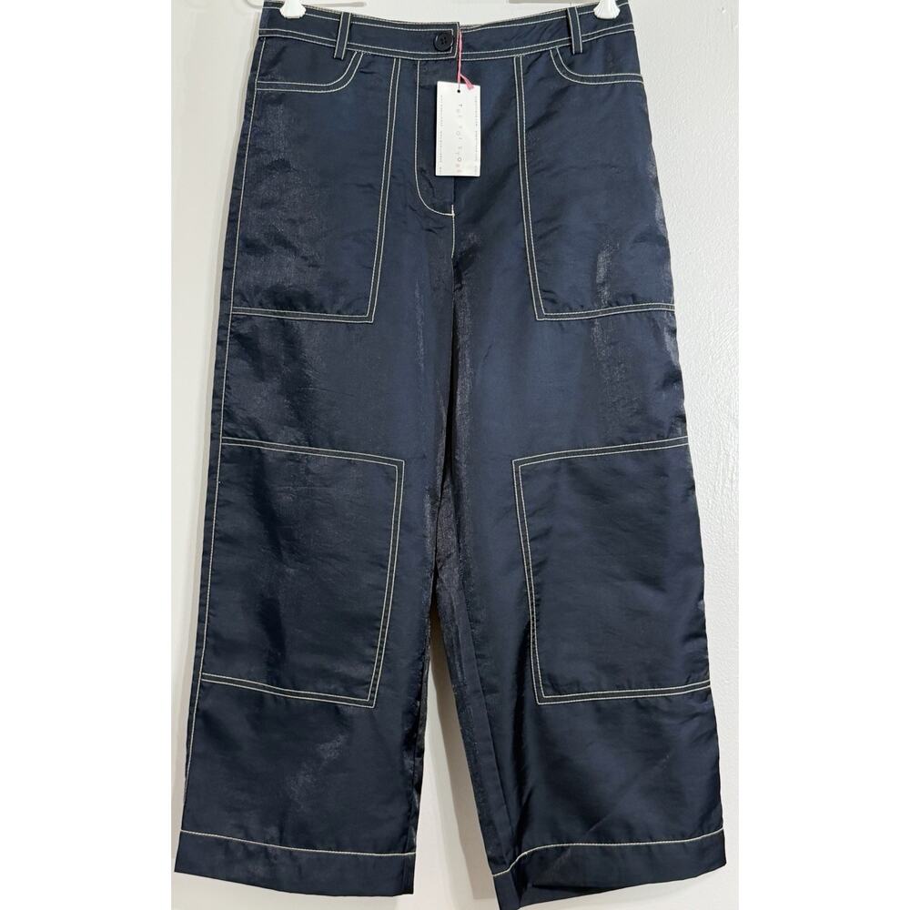 NEW Anthropologie Stella Nova Pants Navy Hasel High Rise Utility Baggy Sz 6 $239